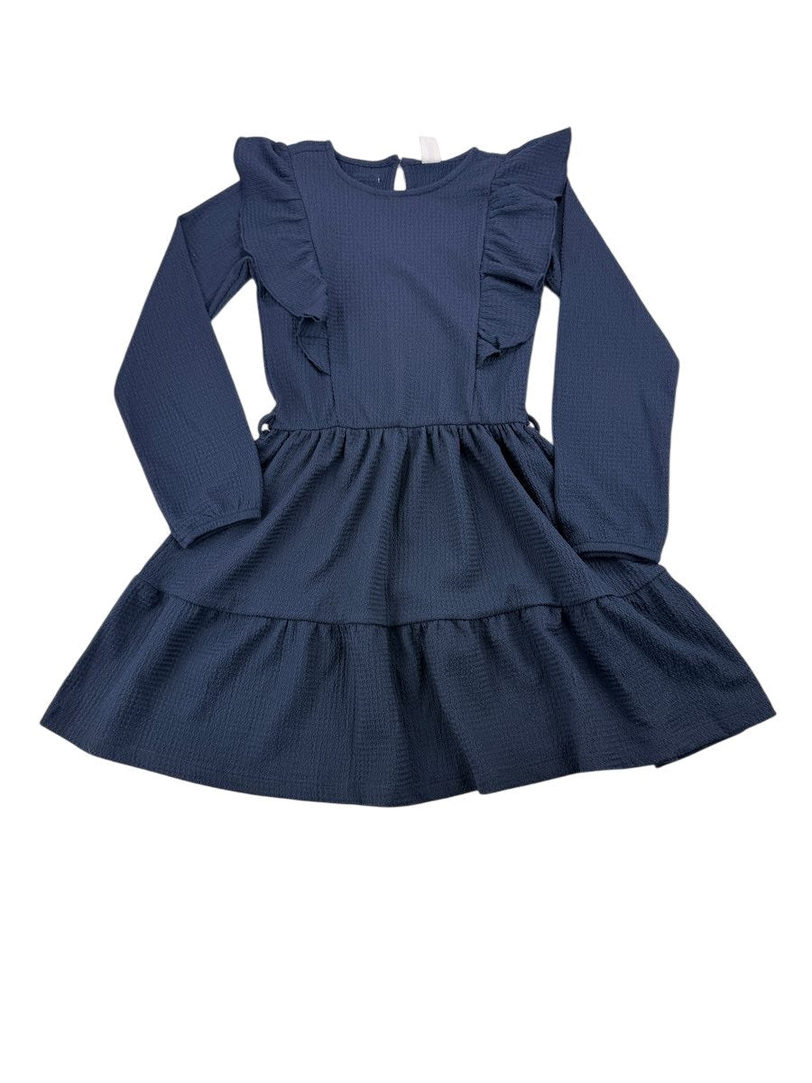 B.Nosy Navy Ruffle Tiered Dress Size 8