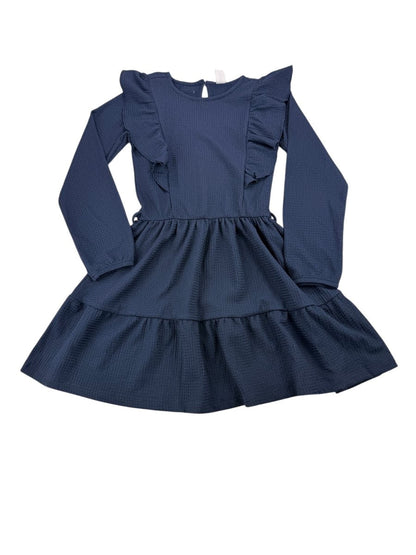 B.Nosy Navy Ruffle Tiered Dress Size 8