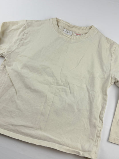 Zara Cream Long Sleeve T-Shirt Size 4-5Y