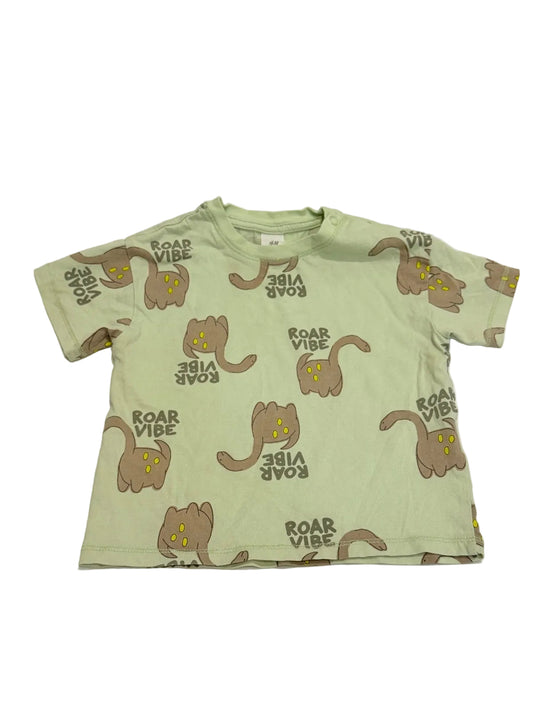 H&M Green Roar Vibe Dinosaur Tee 18M