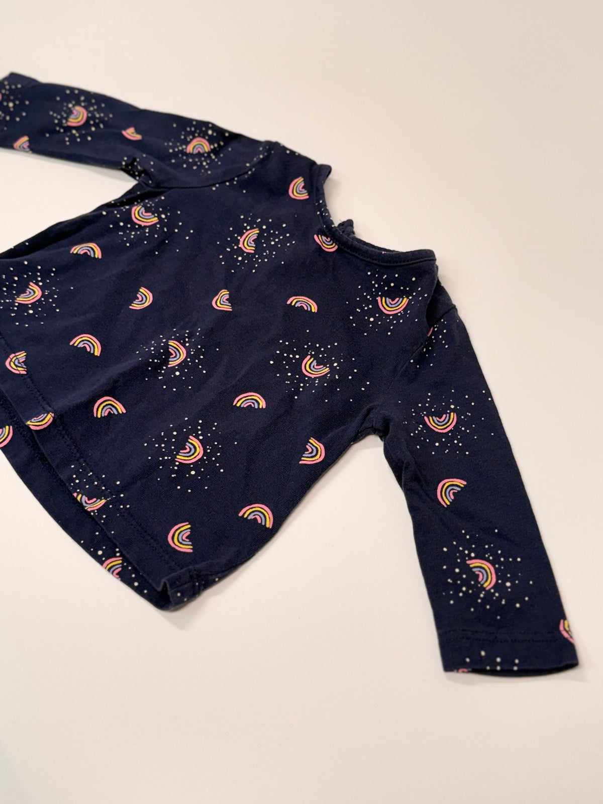 Joe Fresh Navy Rainbow Long Sleeve Top 0-3m