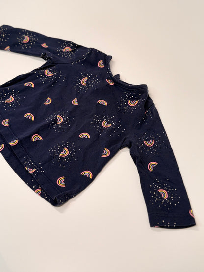 Joe Fresh Navy Rainbow Long Sleeve Top 0-3m