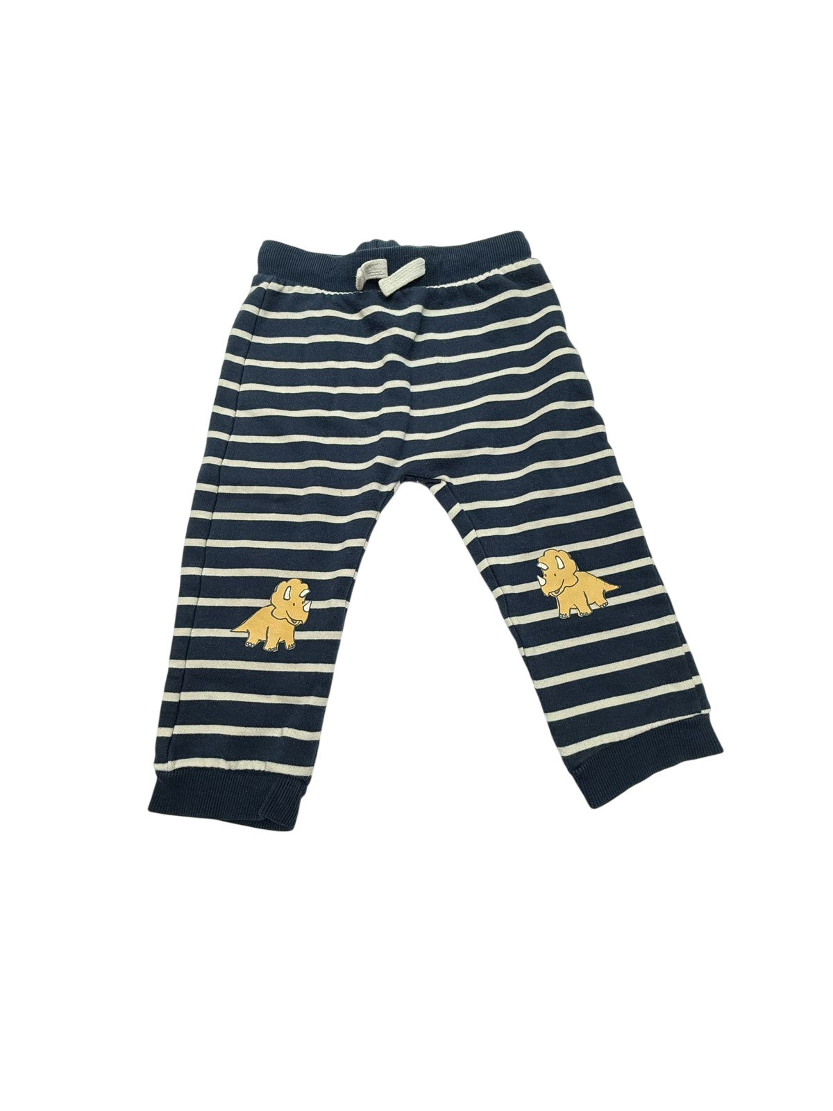 M&S Navy Stripe Dinosaur Joggers 12-18m