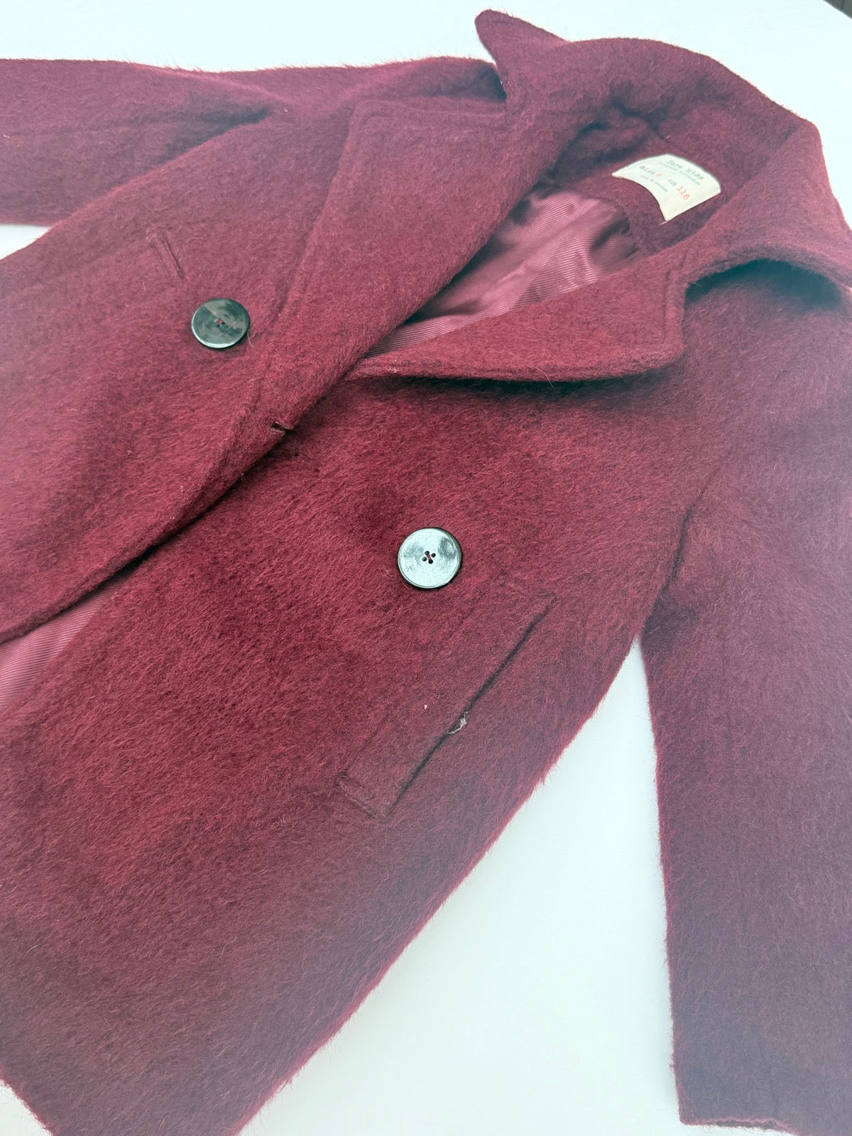 Zara Kids Burgundy Wool Coat Size 6
