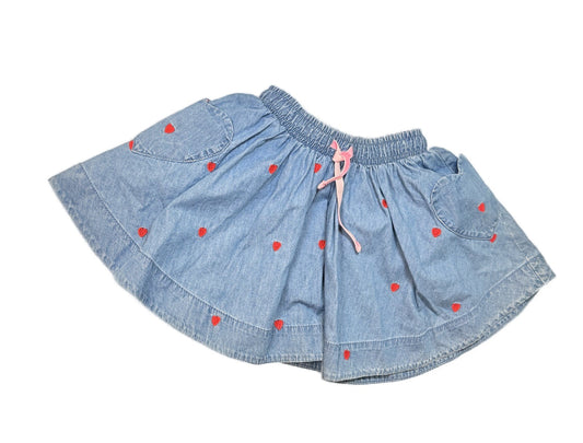 Mini Boden Denim Heart Embroidered Skirt 4-5Y