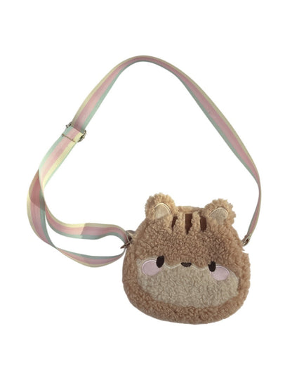 Plush Teddy Bear Face Crossbody Bag
