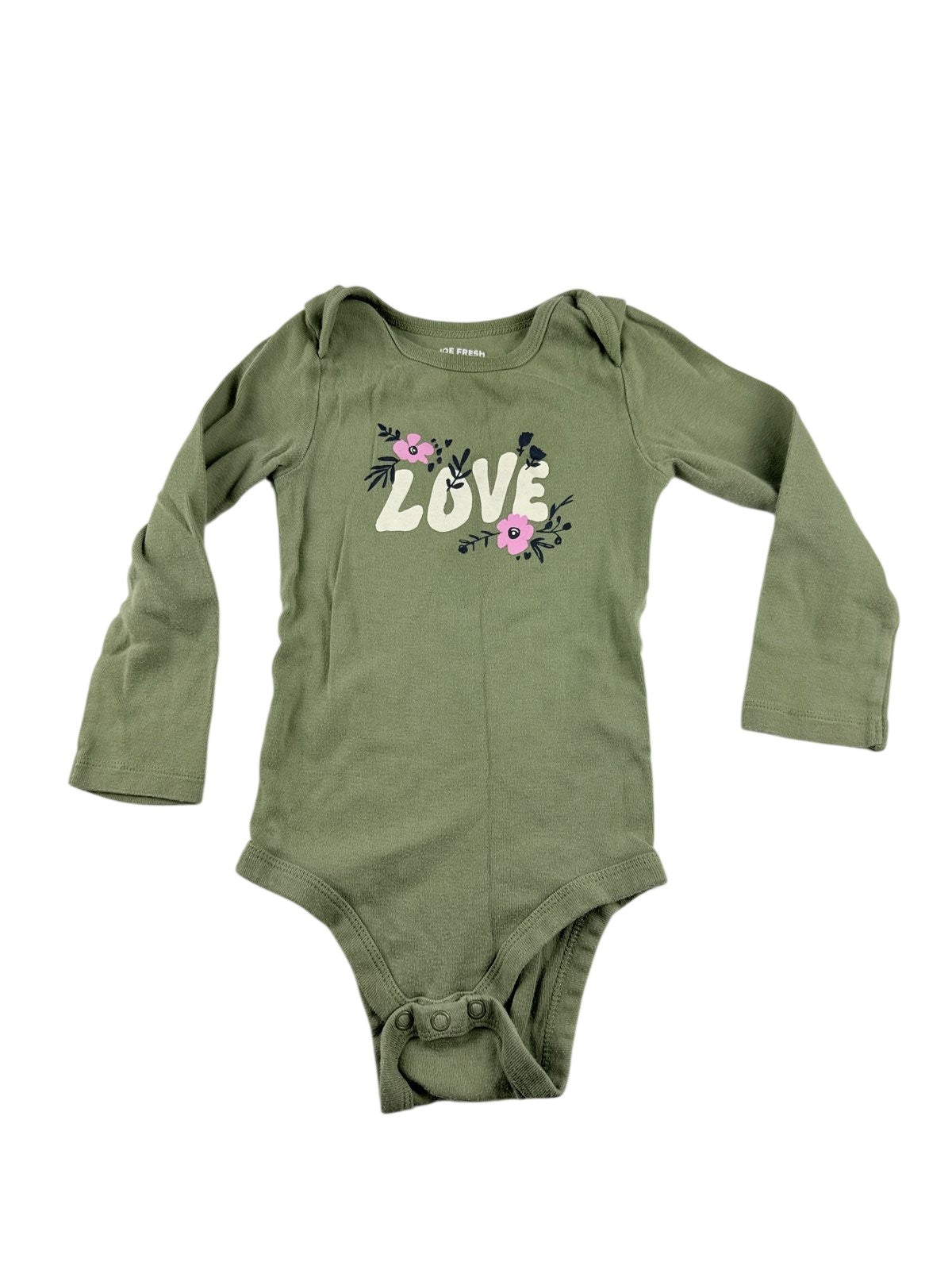 Joe Fresh Green Love Floral Bodysuit 18-24M