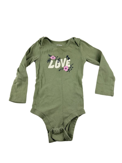Joe Fresh Green Love Floral Bodysuit 18-24M