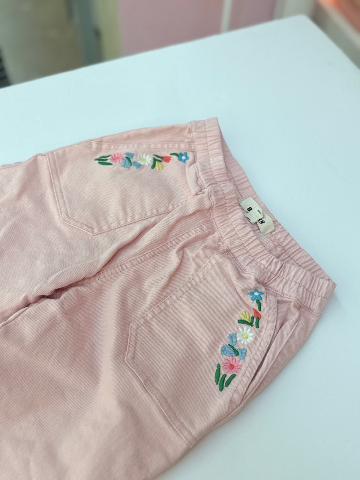 Boden Pink Floral Embroidered Pants Size 5Y