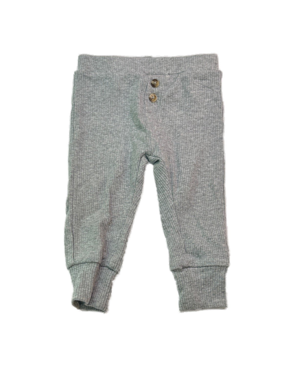 First Steps Gray Ribbed Baby Pants 6M