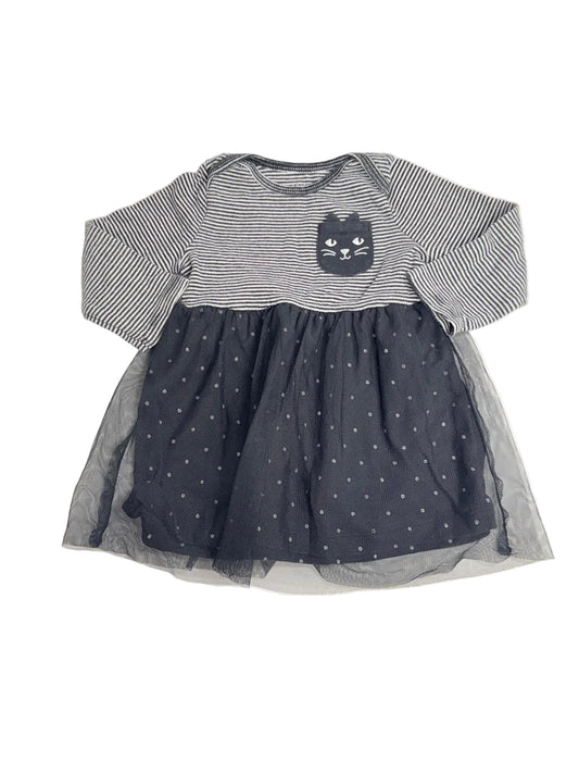 Carter's Black Cat Striped Tutu Dress 6-9m