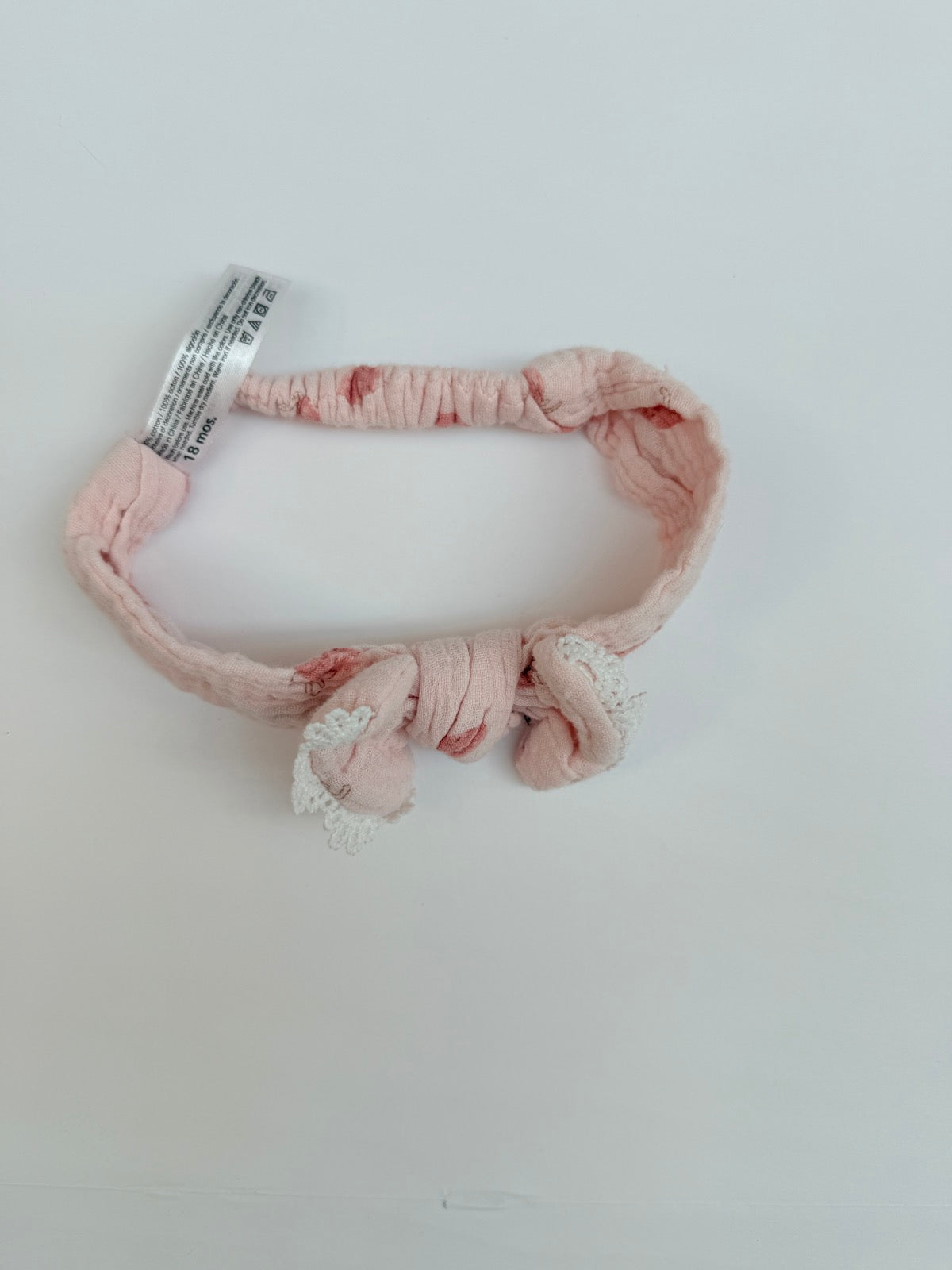 Floral Muslin Bow Headband 18 Months