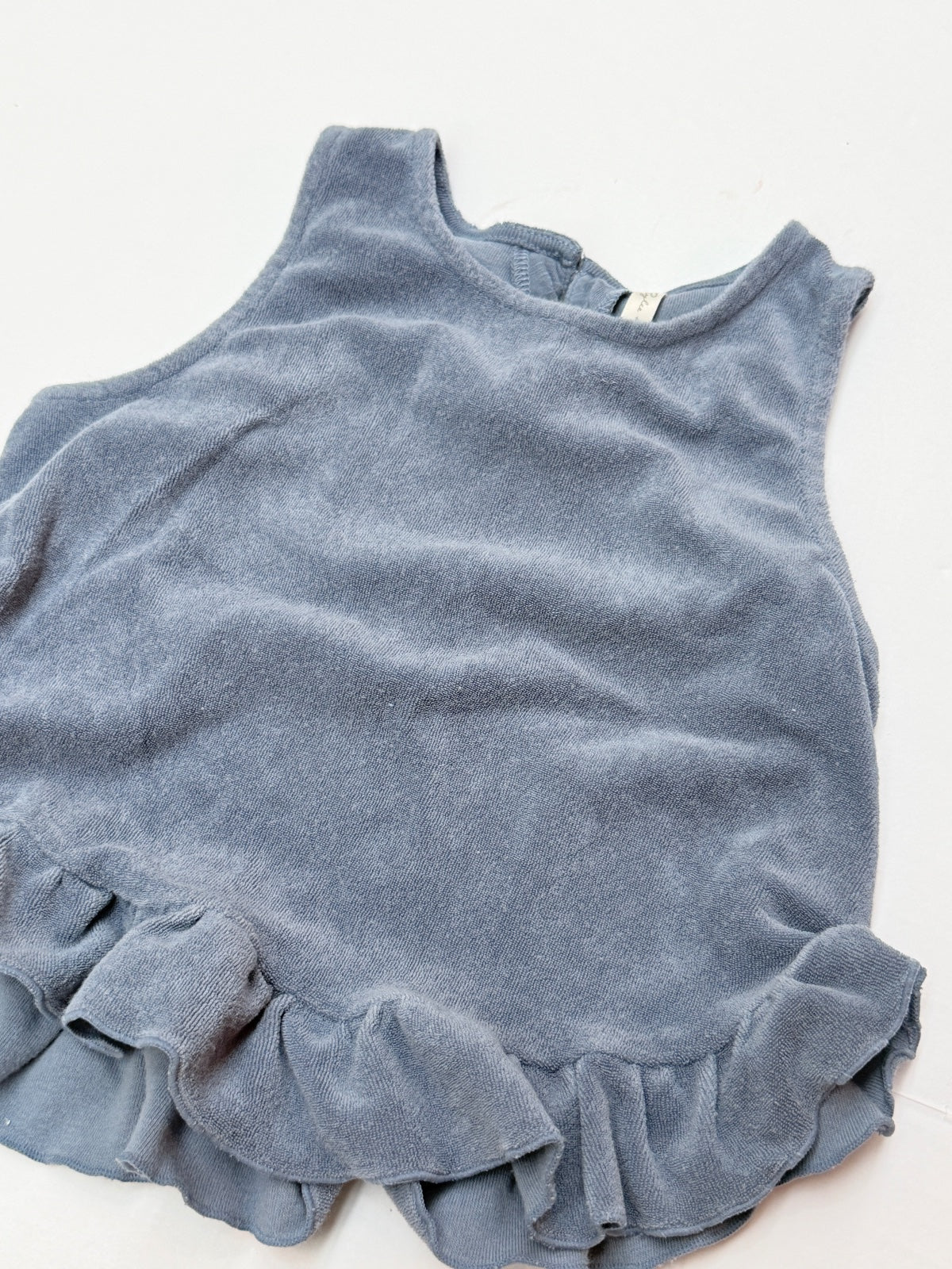 Rylee + Cru Blue Terry Ruffle Tank 6-7Y