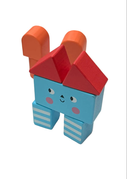 Wooden Stacking Character Building Blocks Set