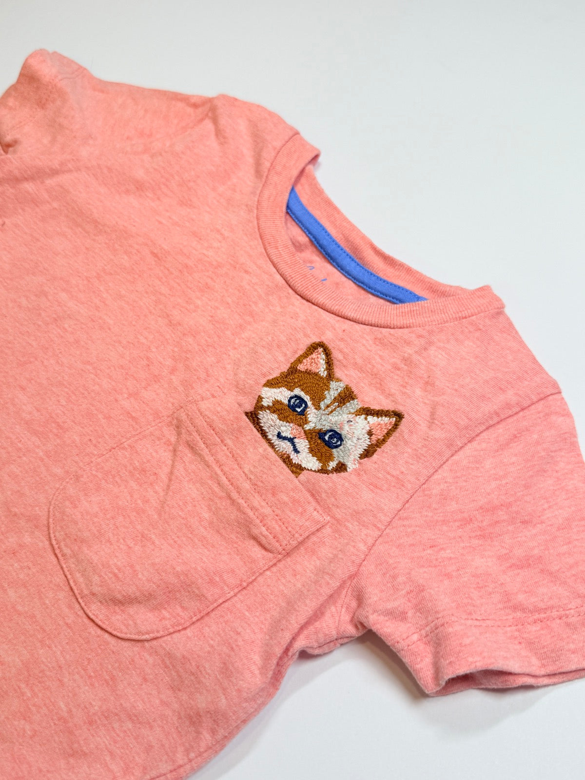 Mini Boden Pink Cat Embroidered T-Shirt 4-5Y