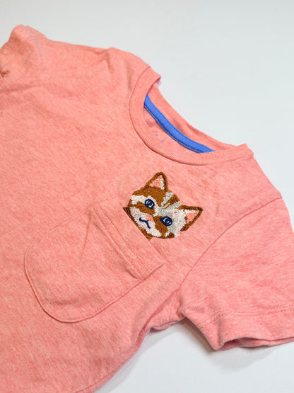 Mini Boden Pink Cat Embroidered T-Shirt 4-5Y