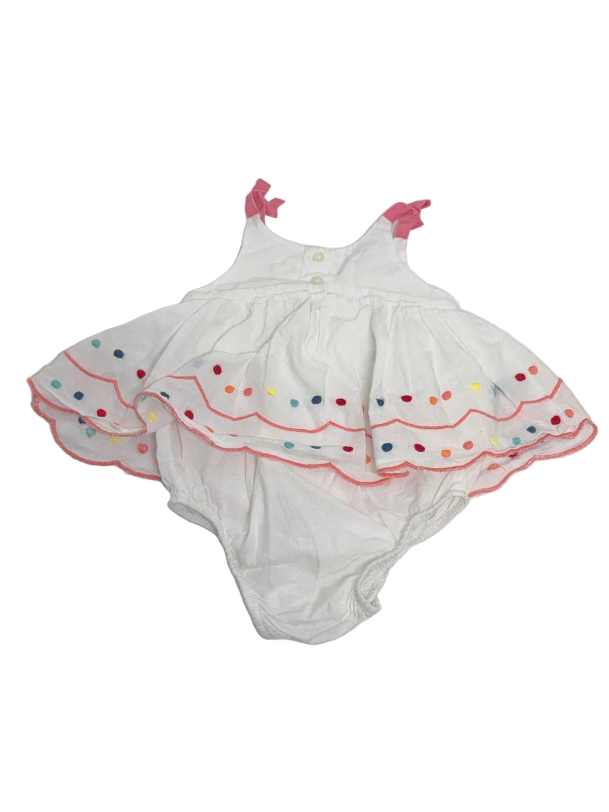Baby Gap White Embroidered Dot Romper Dress 3-6m