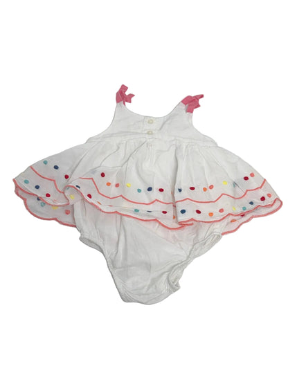 Baby Gap White Embroidered Dot Romper Dress 3-6m
