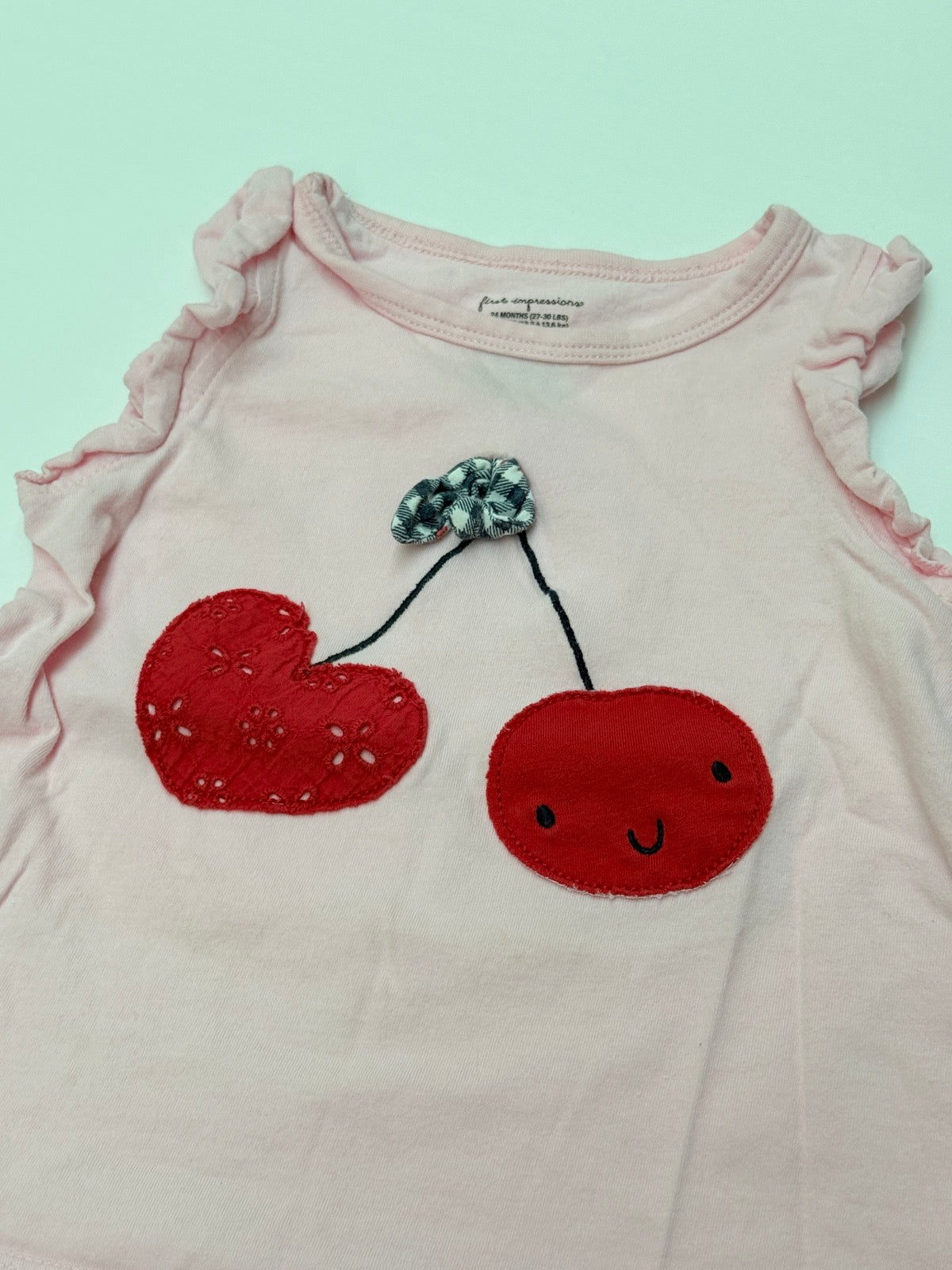 First Impressions Cherry Applique Tank Top 24M