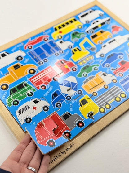 Melissa & Doug Vehicles Wooden Tray Puzzle