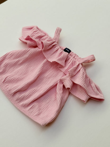 Old Navy Pink Off-Shoulder Ruffle Top 6-12M