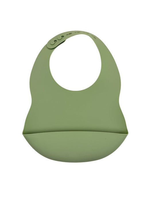 Green Silicone Baby Bib With Food Catcher 6-12M