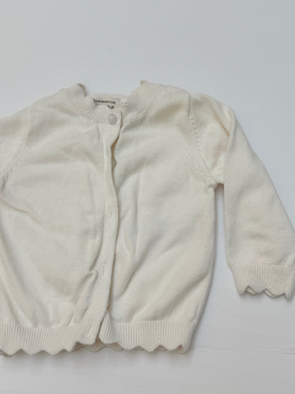 Primark Cares White Scalloped Cardigan 3-6M