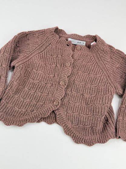 Zara Mauve Knit Cardigan 12-18M