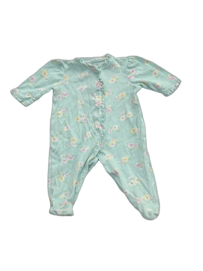 Little Me Mint Floral Footed Sleeper 3M