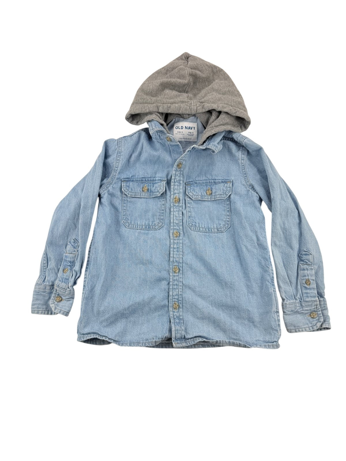 Old Navy Denim Hooded Shirt Size S (6-7) 6-7