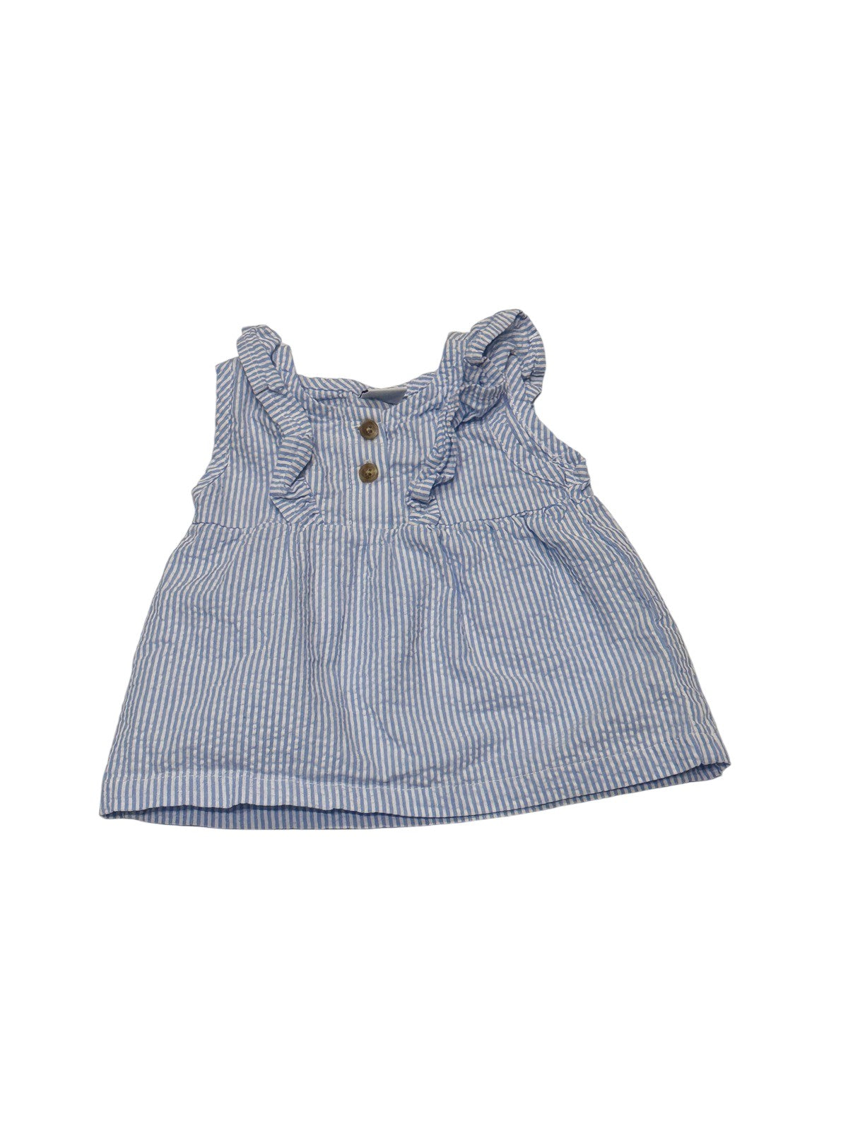 Pekkle Striped Ruffle Sleeveless Dress 12M