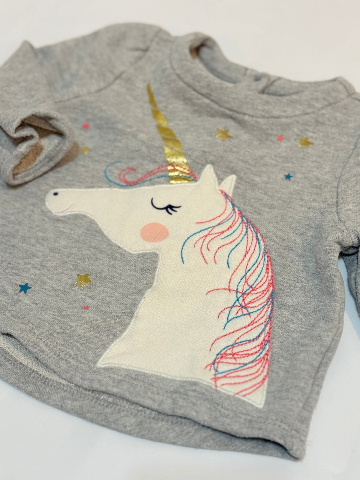 Baby Gap Unicorn Sweatshirt Gray 6-12m