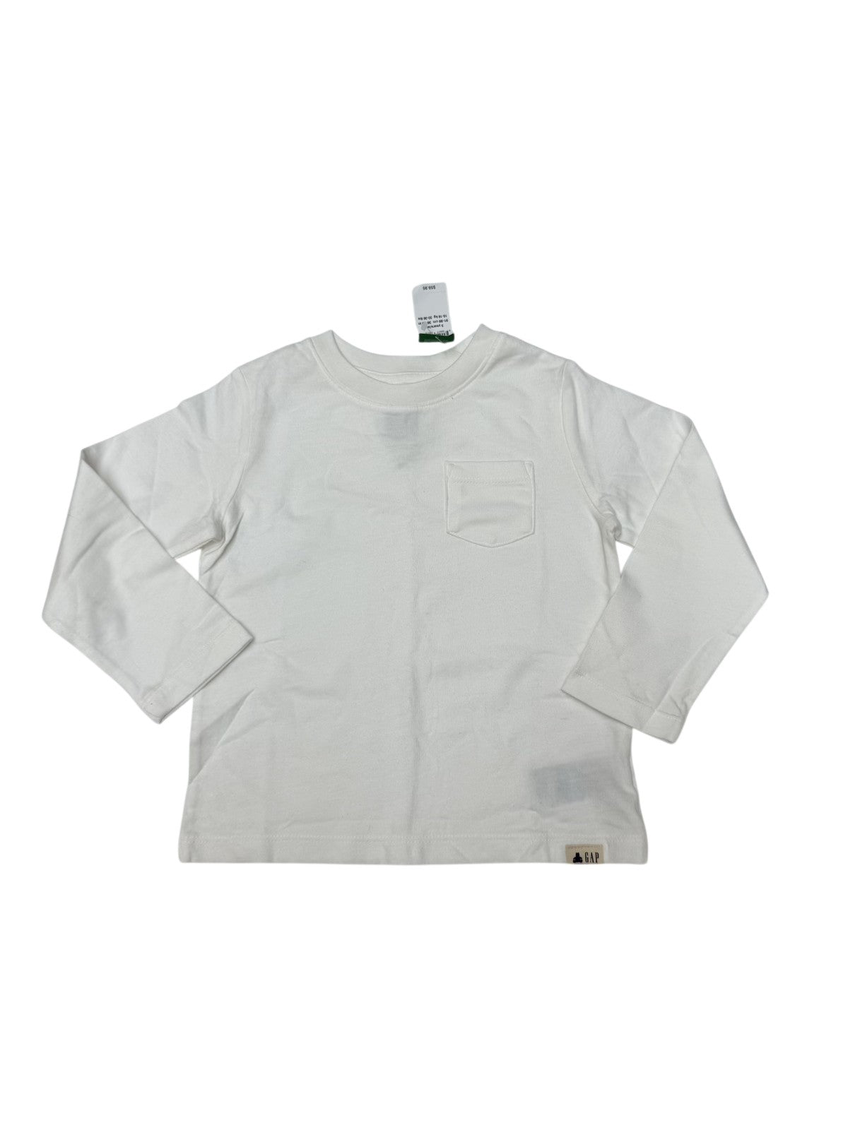 Gap White Long Sleeve Pocket Tee 3T