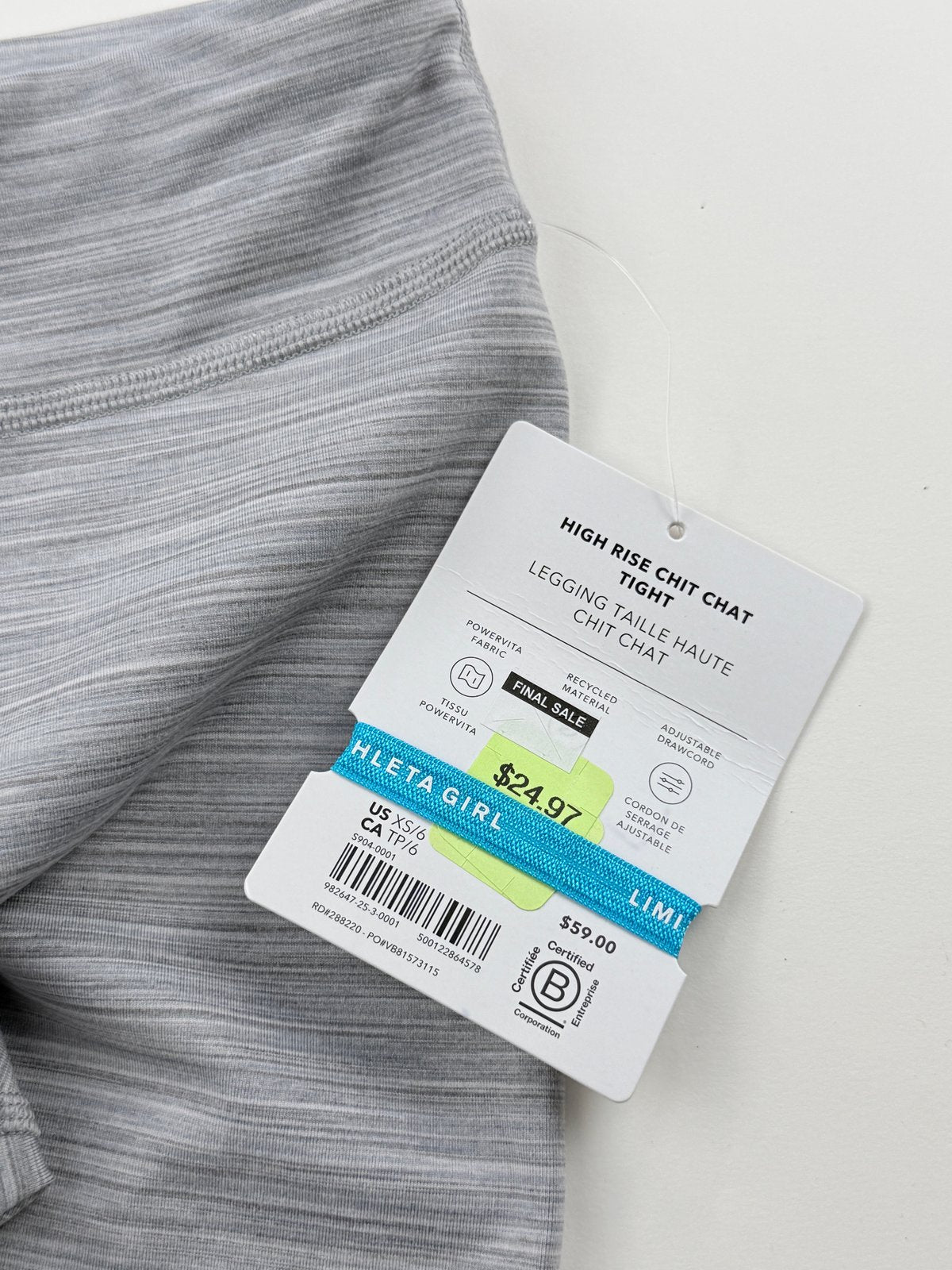 NWT - Athleta Girl High Rise Chit Chat Gray Leggings XS/6