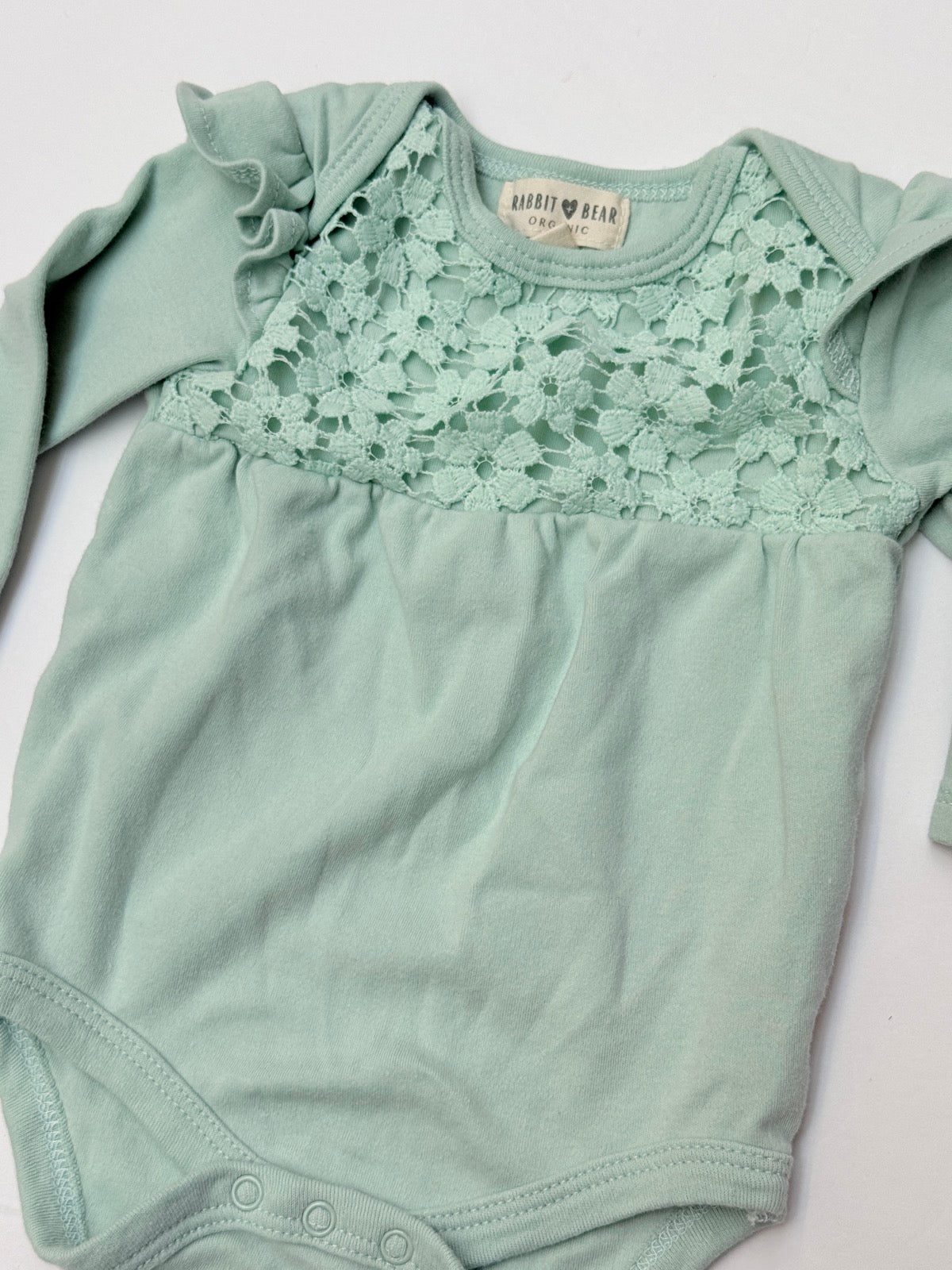 Rabbit + Bear Organic Lace Bodysuit 3-6M