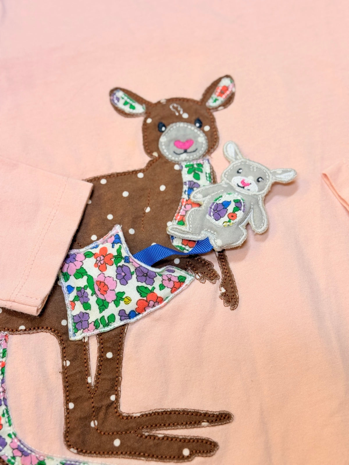 Mini Boden Deer Appliqué Pink Top 4-5Y