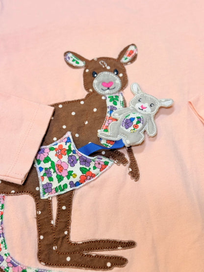 Mini Boden Deer Appliqué Pink Top 4-5Y