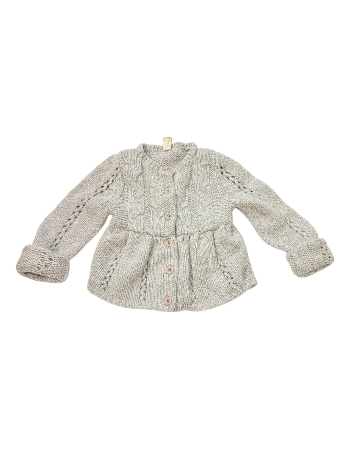 Sweet Ivy Gray Cable Knit Cardigan 3T