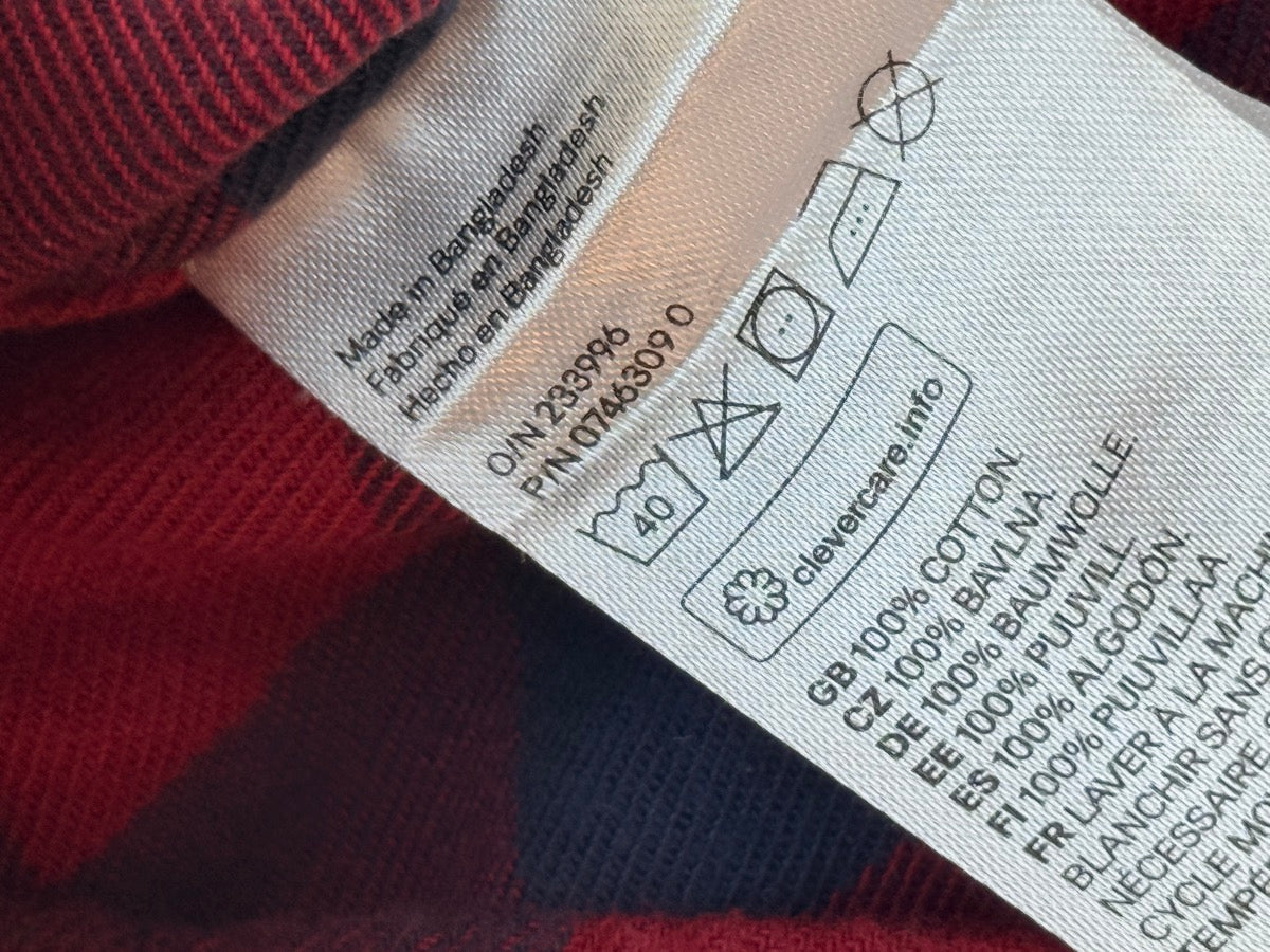 H&M Red Navy Plaid Flannel Shirt 9-12M