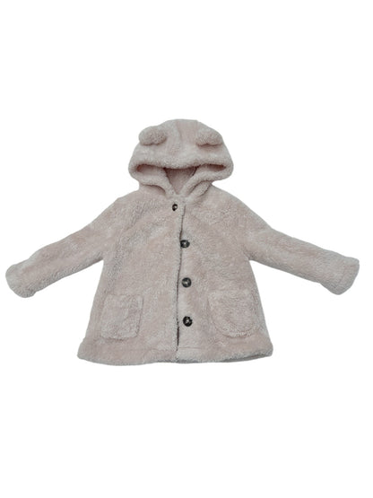 Old Navy Pink Fuzzy Bear Hood Jacket 18-24M