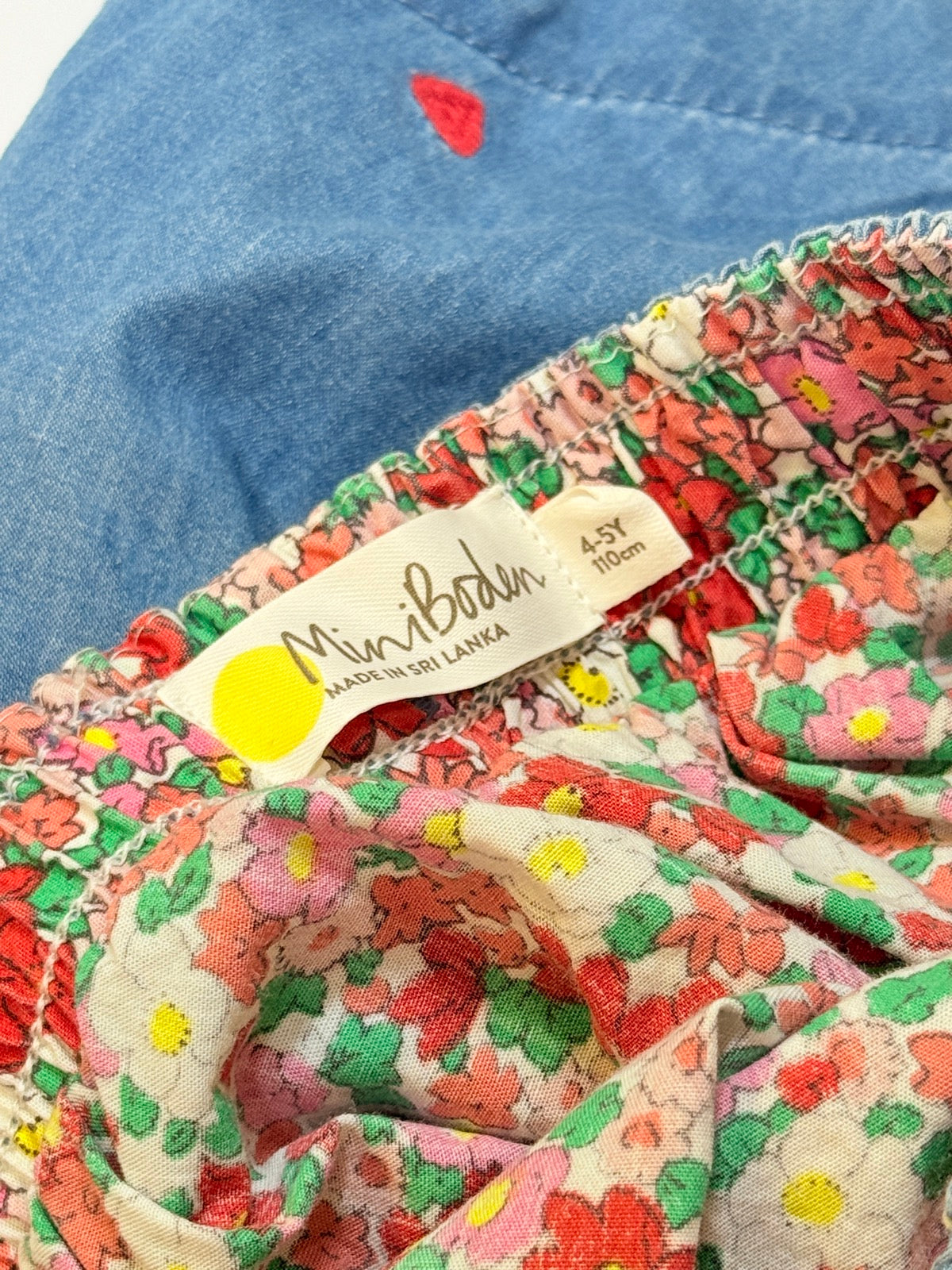 Mini Boden Denim Heart Embroidered Skirt 4-5Y