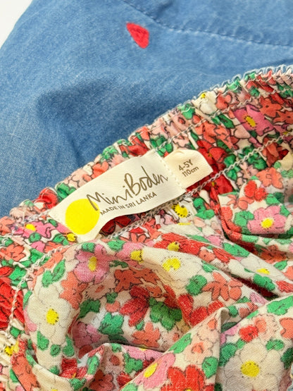 Mini Boden Denim Heart Embroidered Skirt 4-5Y