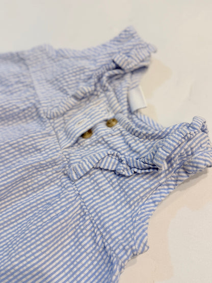 Pekkle Blue Seersucker Ruffle Tank Top 2T