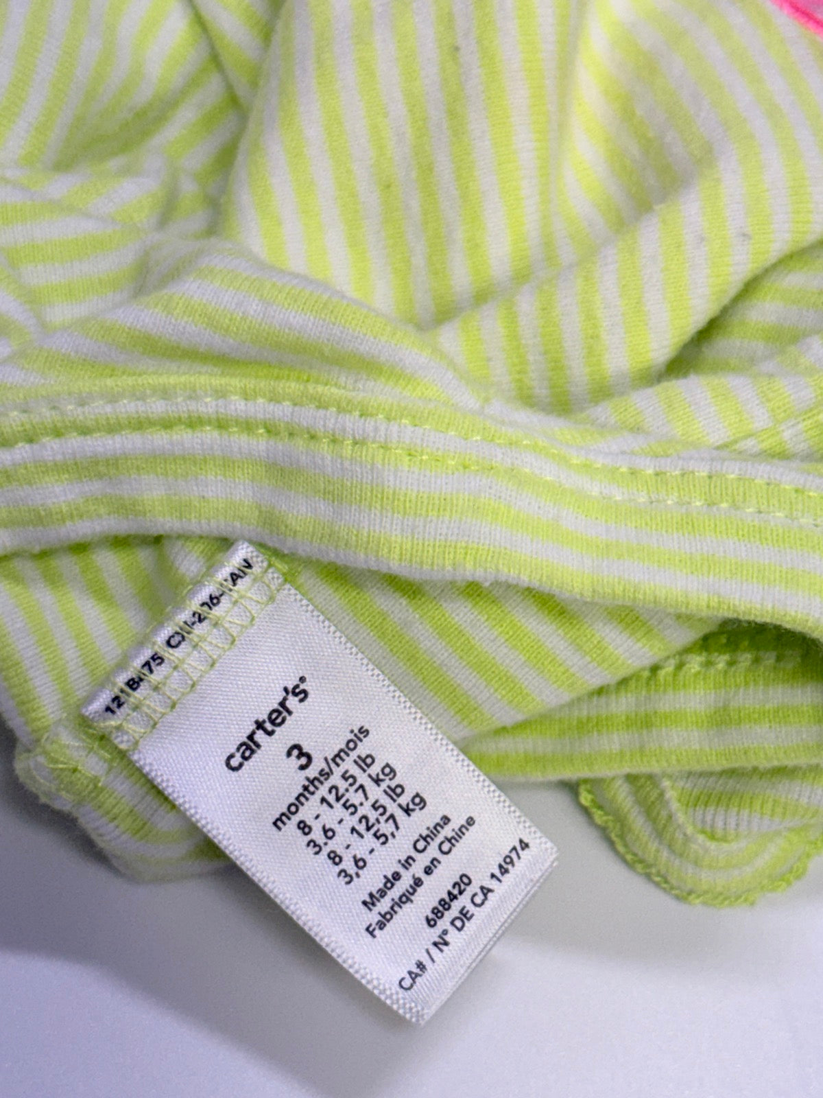 Carter's Green Striped Cherry Bodysuit 3m