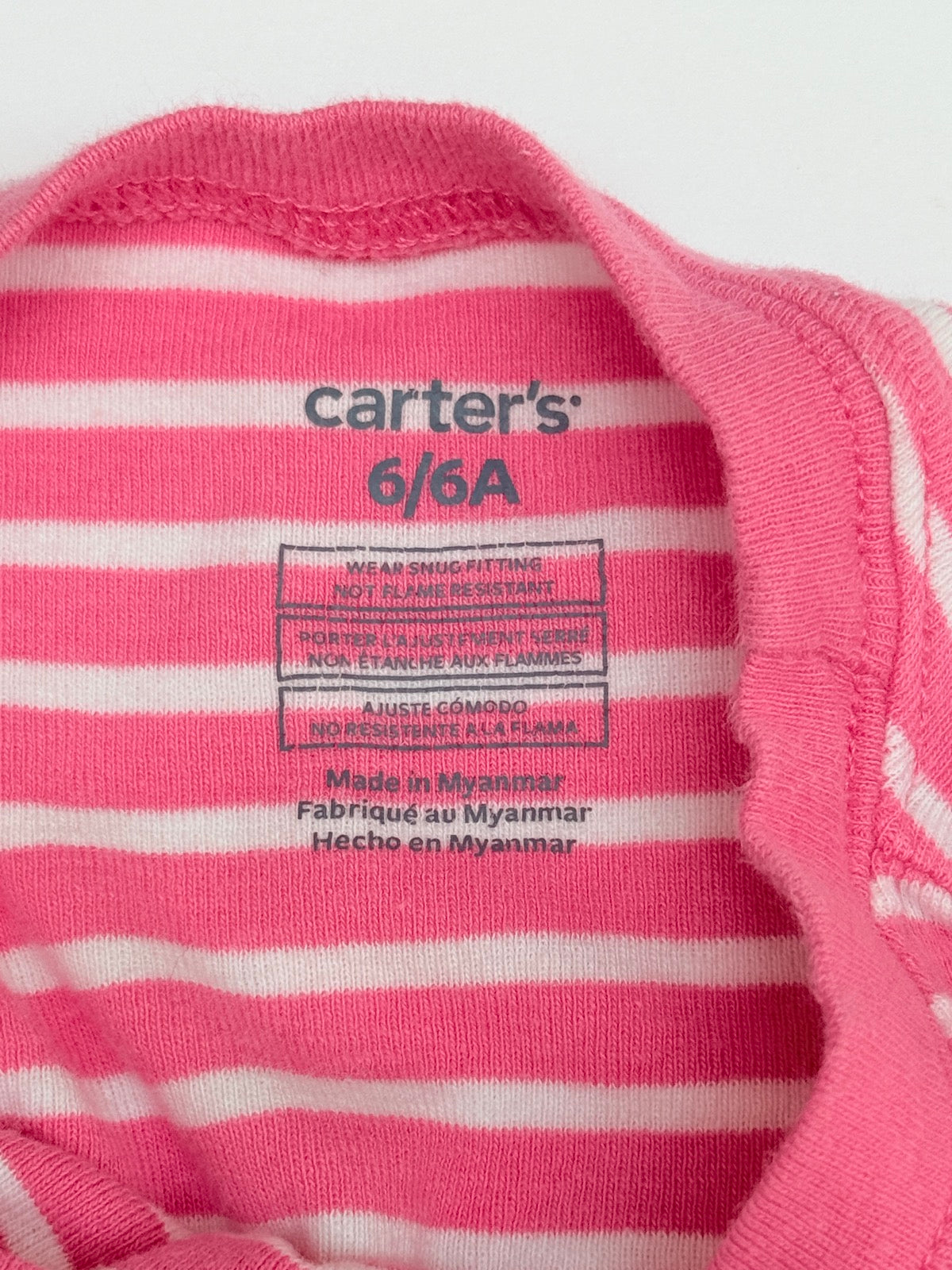 Carter's Pink Stripe Pajama Set 6/6A