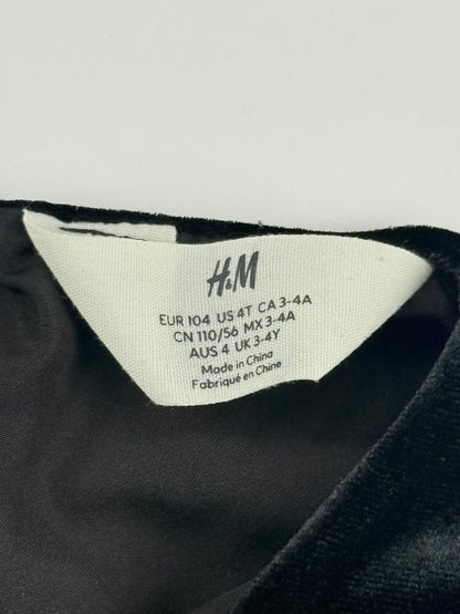 H&M Black Velvet Bow Dress Size 3-4Y