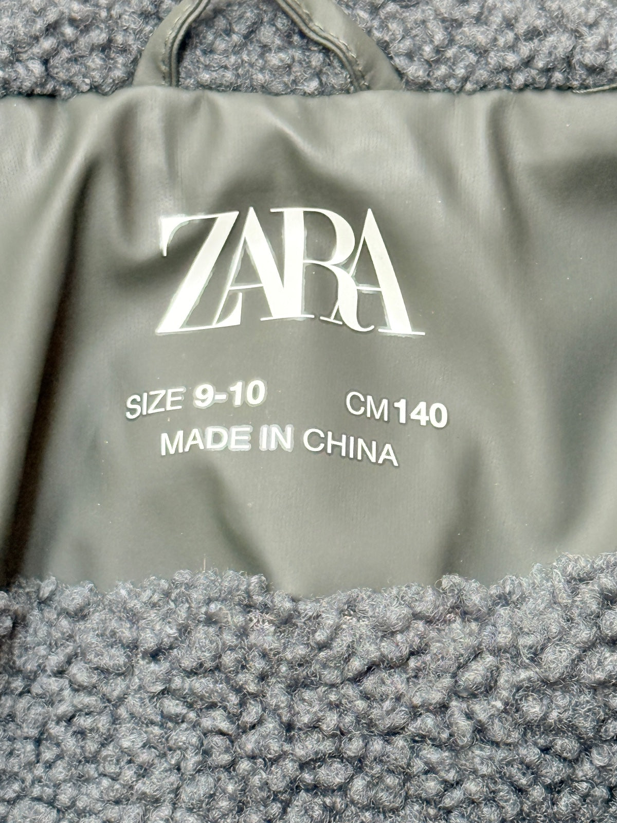 Zara Green Sherpa-Lined Rain Jacket Size 9-10