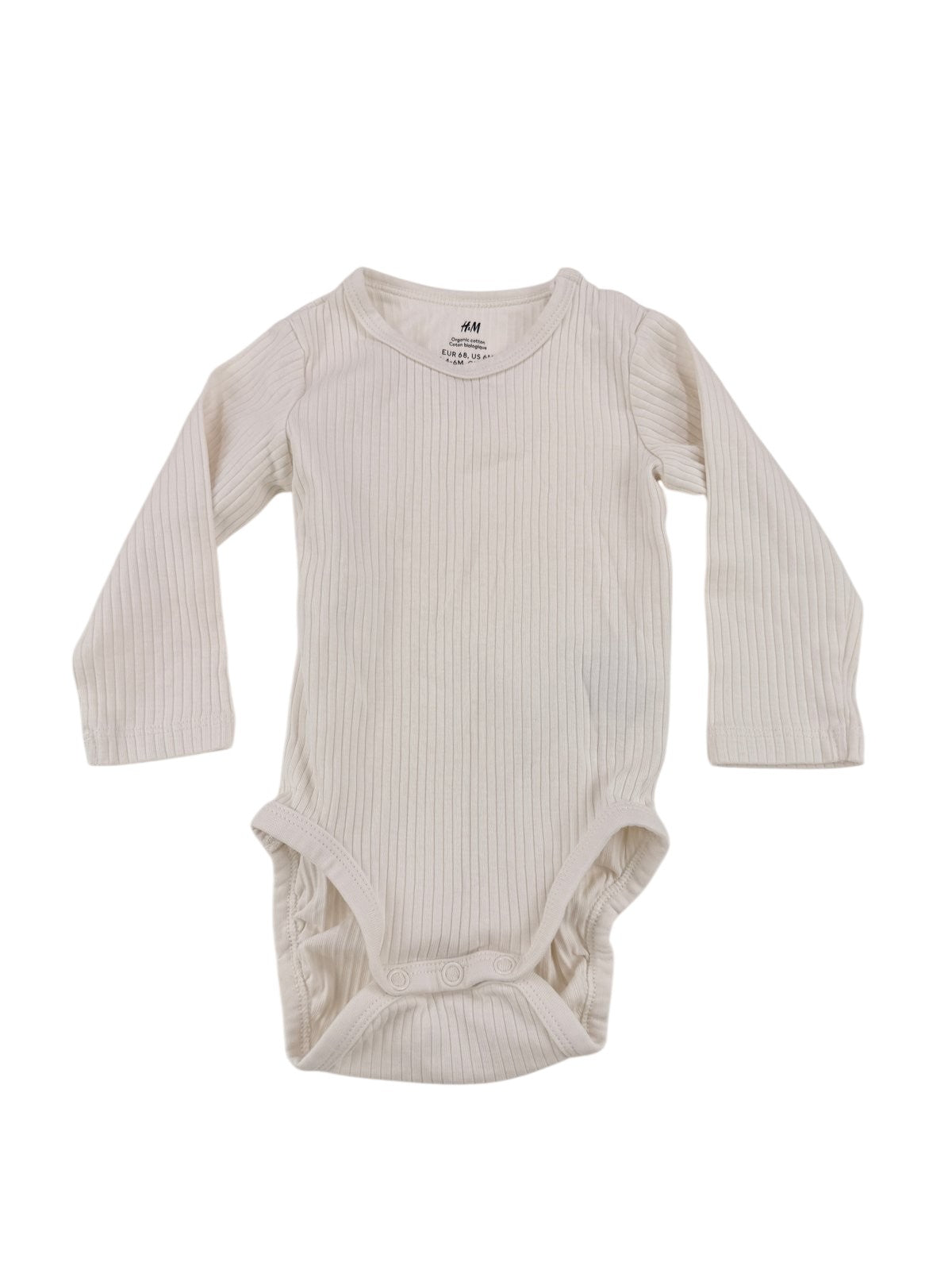 H&M Cream Ribbed Long Sleeve Bodysuit 4-6M