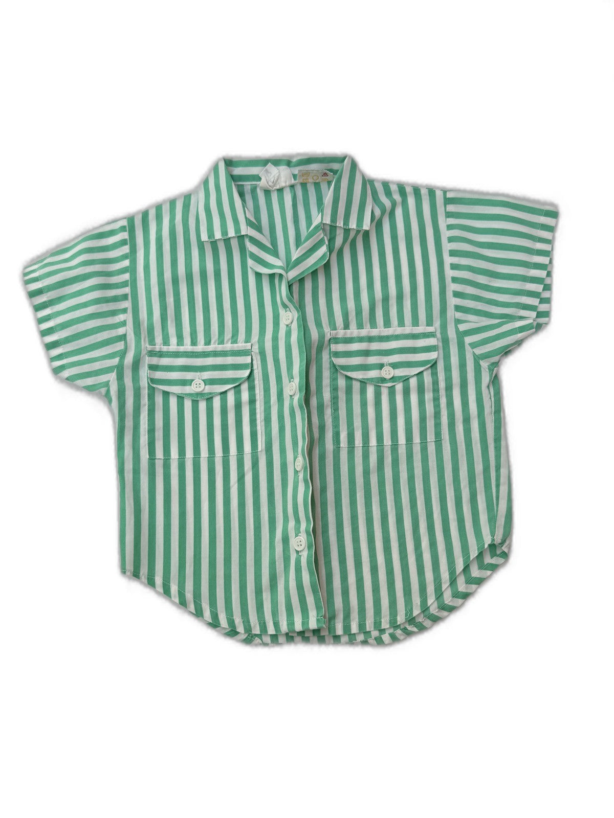 Vintage Young St. Green Stripe Button Shirt Size 3y