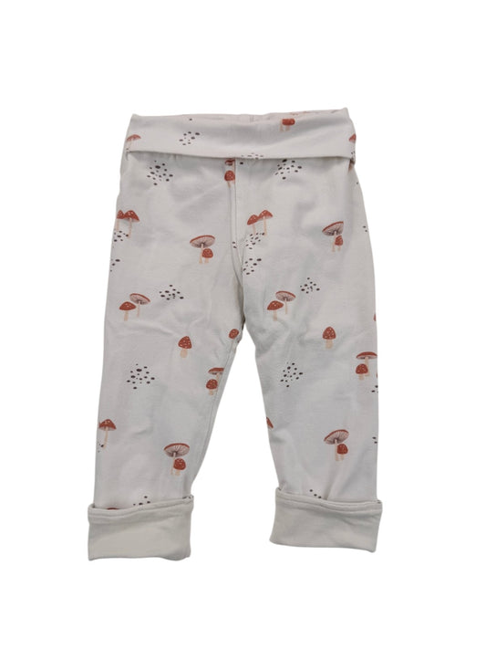 Mushroom Print Fold-Over Waist Pants 6-12m